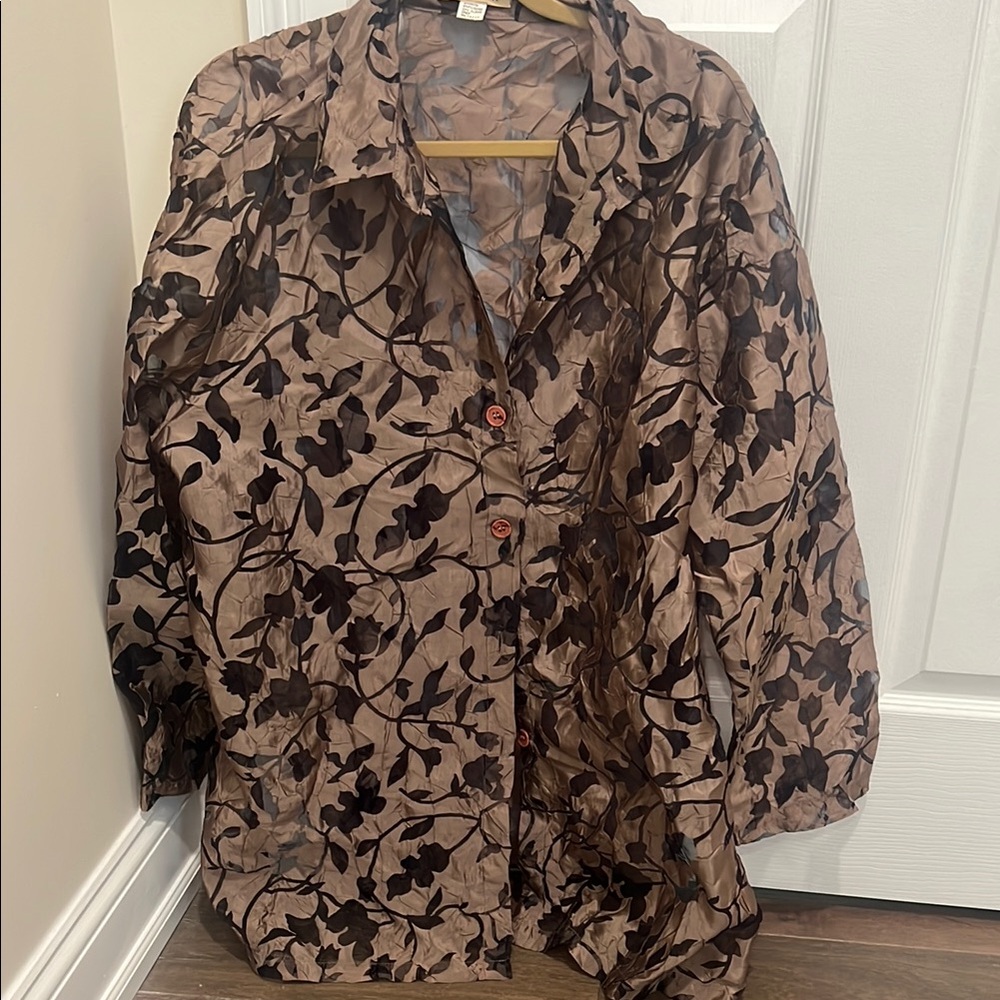 Brown and Black Oversized Boxy Button Down Shirt